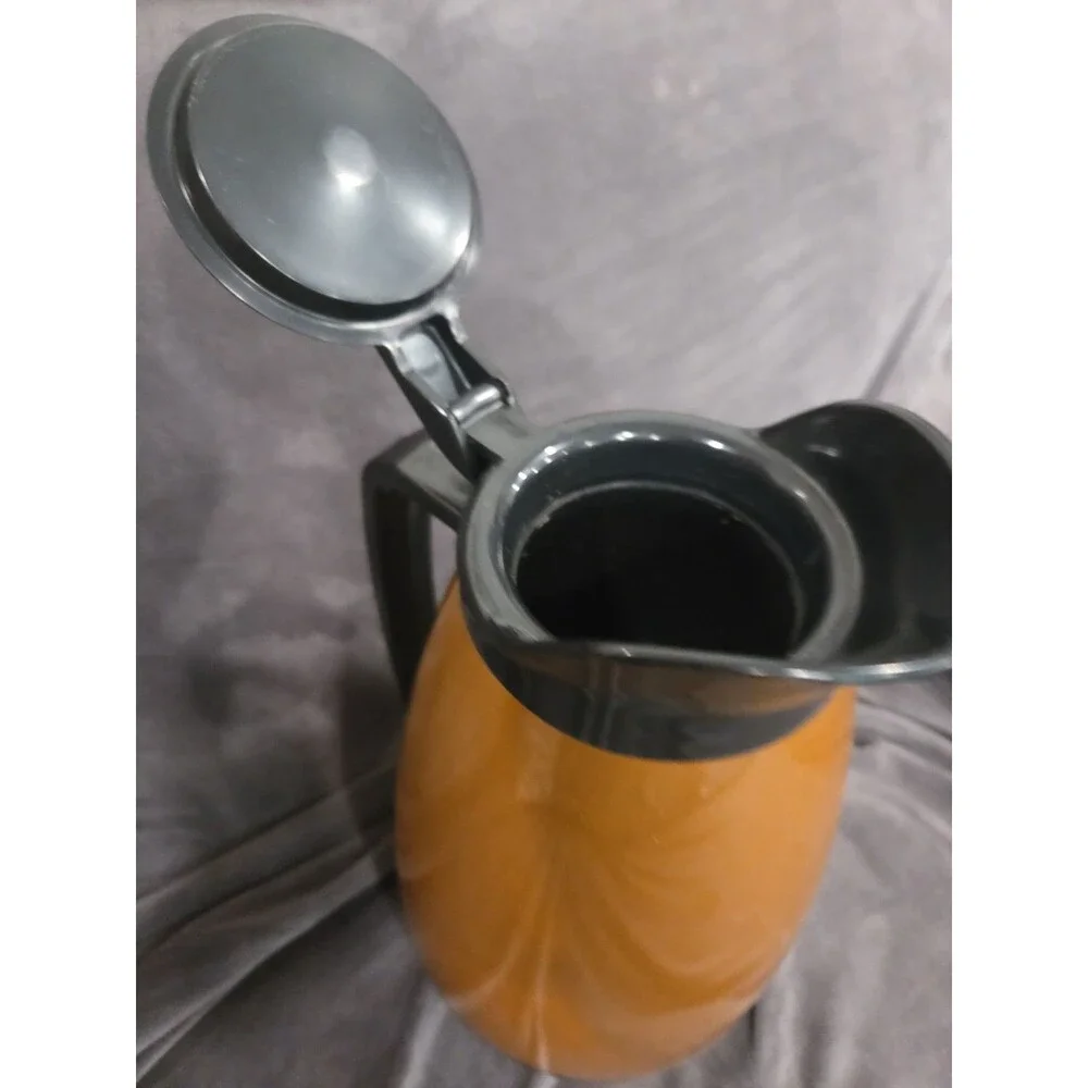 Mid Century Vintage West Bend Thermo-Serv Gold & Black Hot Cold Insulated Carafe